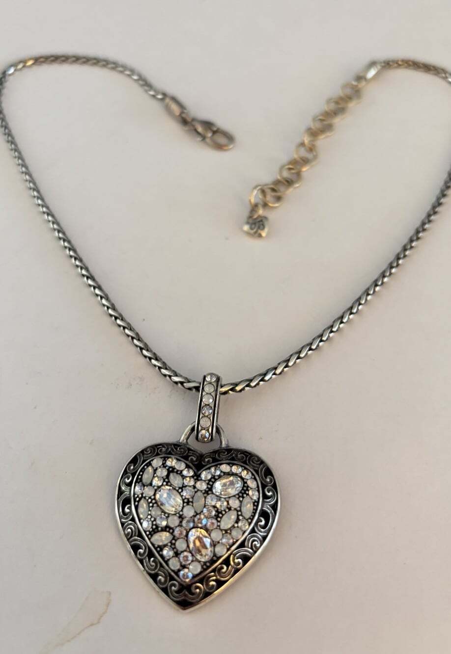 Brighton Crystal Voyage heart pendant necklace, iridescent, moonstone